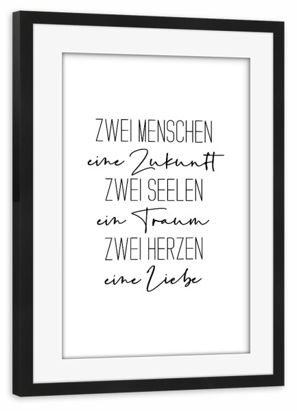 Poster mit Rahmen schwarz "Zwei Menschen" artboxONE - Typografie,Menschen,Schwarzweiß,Liebe