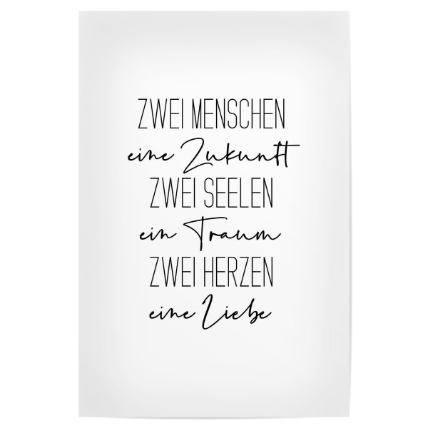 Poster "Zwei Menschen" artboxONE - Typografie,Menschen,Schwarzweiß,Liebe - Menschen,Seelen,Liebe,Love,Typography,Quotes,Valentine,Wedding