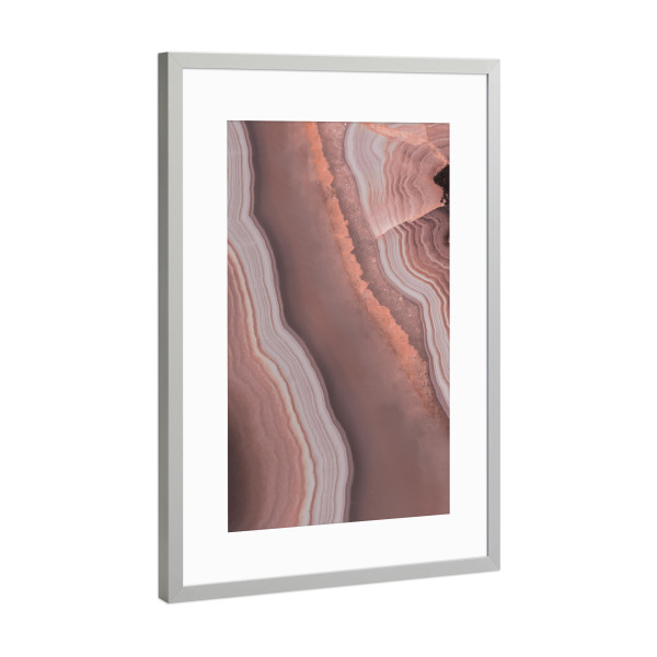 Poster mit Rahmen Silber "Baked Earth Shadows Agate" artboxONE - Marmor - Baked earth,Agate,Mineral,Gemstone,Crystal,Marble,Abstract