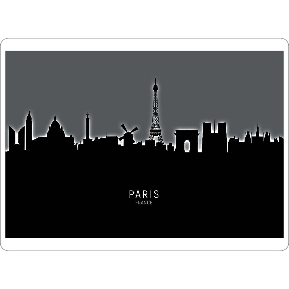 Tischset "Paris Skyline Glow White" artboxONE - Schwarzweiß,Städte / Paris - Paris,France,Skyline,Cityscape,Painting,Watercolour,Stadtbild