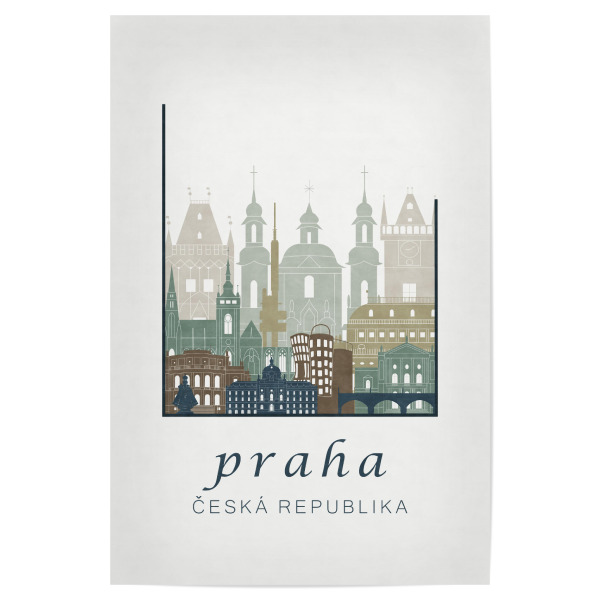 Poster "Prague skyline light blue" artboxONE - Städte / Prag,Kartografie
