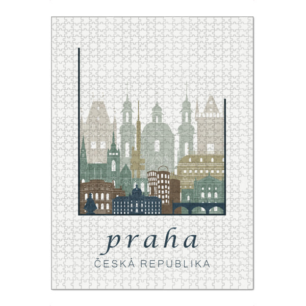 Puzzle Ravensburger "Prague skyline light blue" artboxONE - Städte / Prag,Kartografie