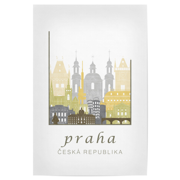 Poster "Prague skyline desert" artboxONE - Städte / Prag,Kartografie