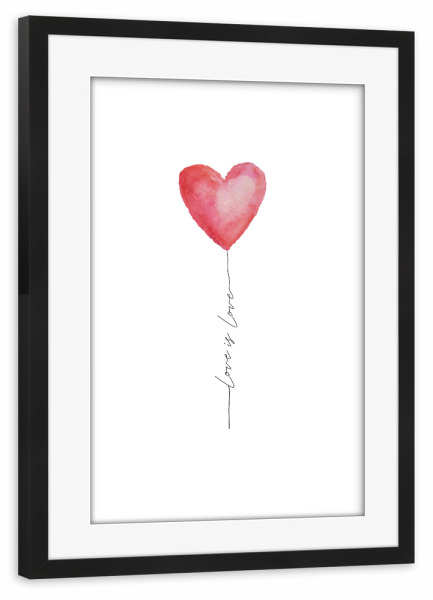 Poster mit Rahmen schwarz "Love is Love" artboxONE - Typografie,Schwarzweiß,Liebe
