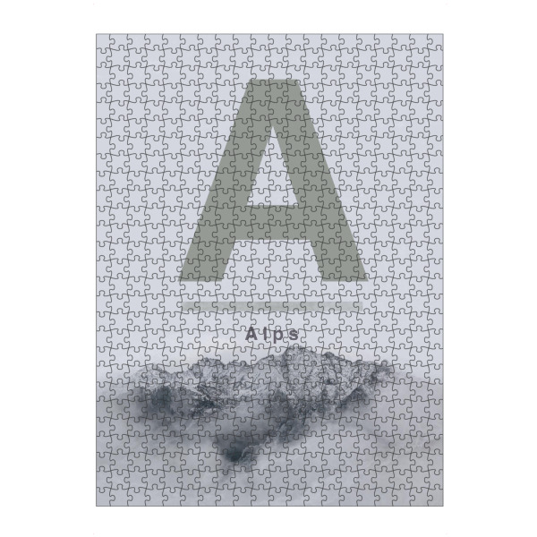 Puzzle Ravensburger "Alps (letter A)" artboxONE - Buchstaben / A,Marmor - Alps,Mountains,Ridge,Scandinavian,Minimal,Grey,Typography,Travel