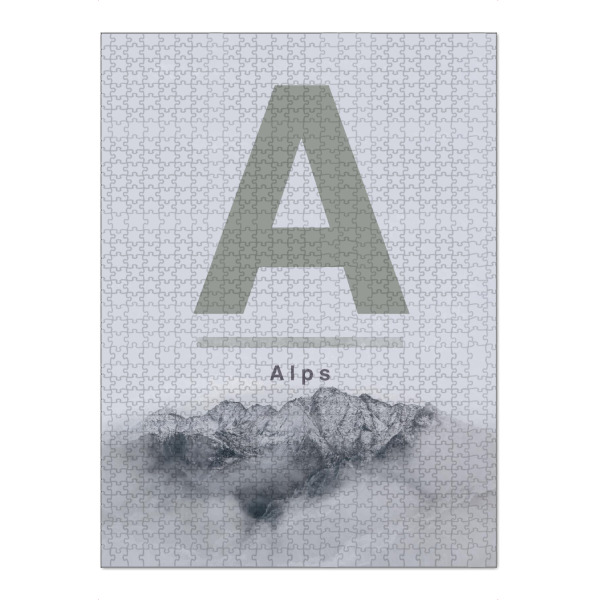 Puzzle Ravensburger "Alps (letter A)" artboxONE - Buchstaben / A,Marmor - Alps,Mountains,Ridge,Scandinavian,Minimal,Grey,Typography,Travel