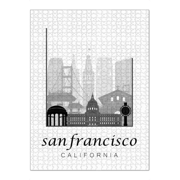 Puzzle Ravensburger "San Francisco skyline black white" artboxONE - Schwarzweiß,Städte / San Francisco,Kartografie