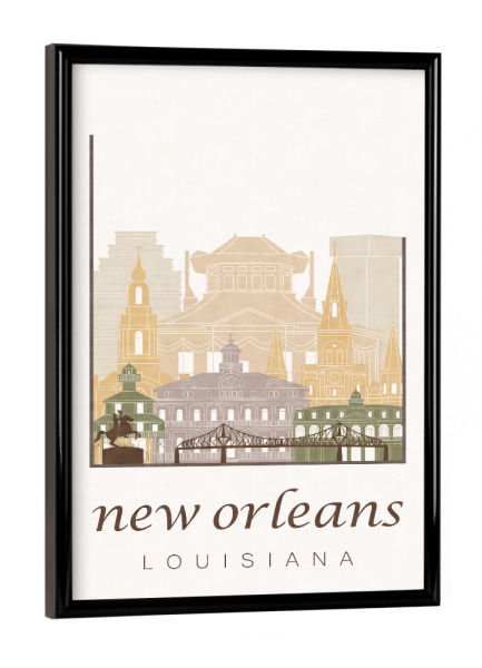 Poster mit schwarzem Rahmen "New Orleans rustic skyline" artboxONE - Städte,Kartografie