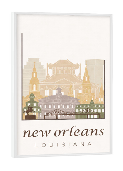 Poster mit weißem Rahmen "New Orleans rustic skyline" artboxONE - Städte,Kartografie