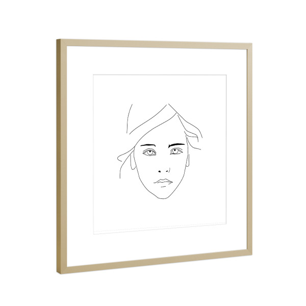Poster mit Rahmen Gold "Portrait eines Mädchens" artboxONE - Abstrakt,Schwarzweiß