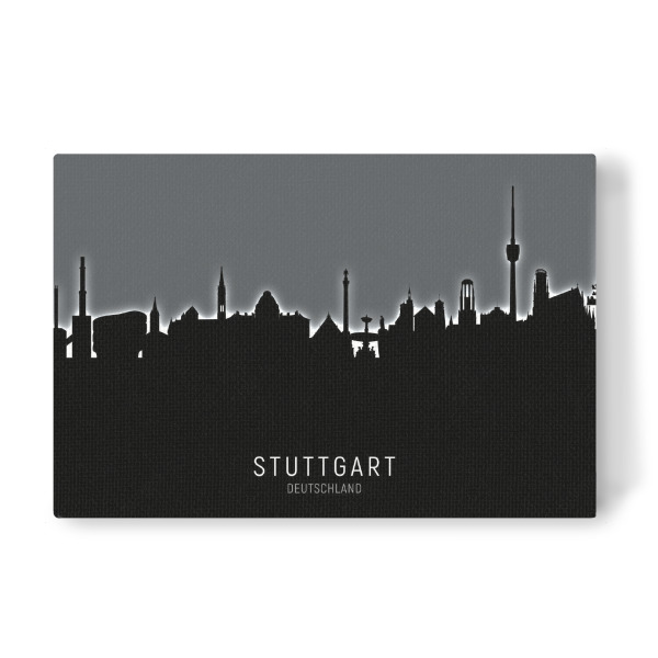 Leinwandbild "Stuttgart Skyline Glow BW" artboxONE - Schwarzweiß,Städte / Stuttgart