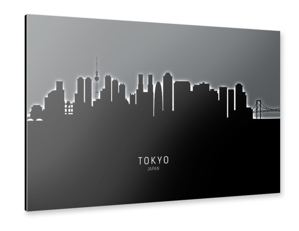 Alu-Dibond "Tokyo Japan Skyline Glow White" 30x20 cm artboxONE