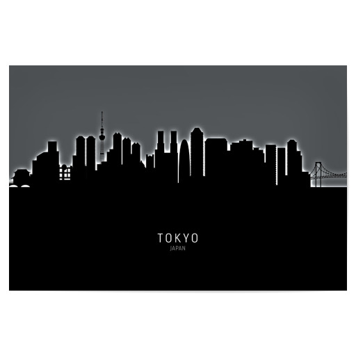 Tokyo Japan Skyline Glow White