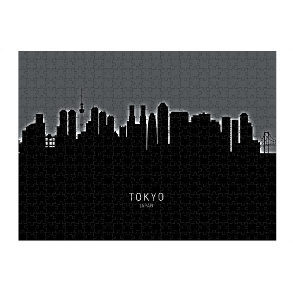 Puzzle Ravensburger "Tokyo Japan Skyline Glow White" artboxONE - Schwarzweiß,Städte / Tokio