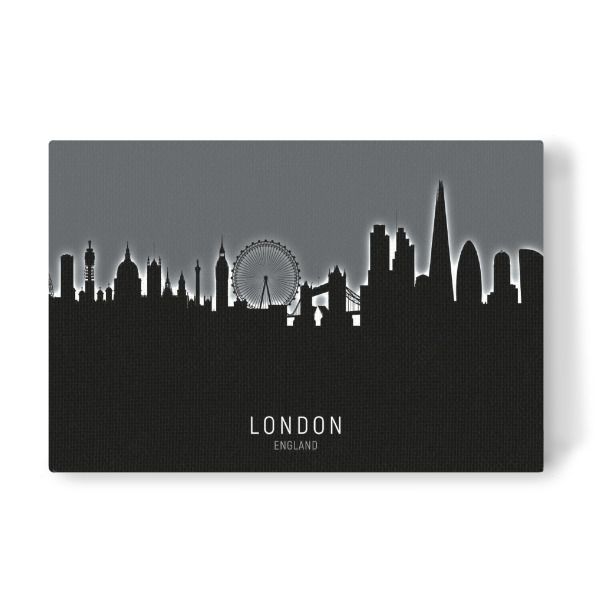 Leinwandbild "London Skyline Glow White" artboxONE - Städte / London,Schwarzweiß - London,England,Skyline,Cityscape,Painting,Watercolour,Stadtbild