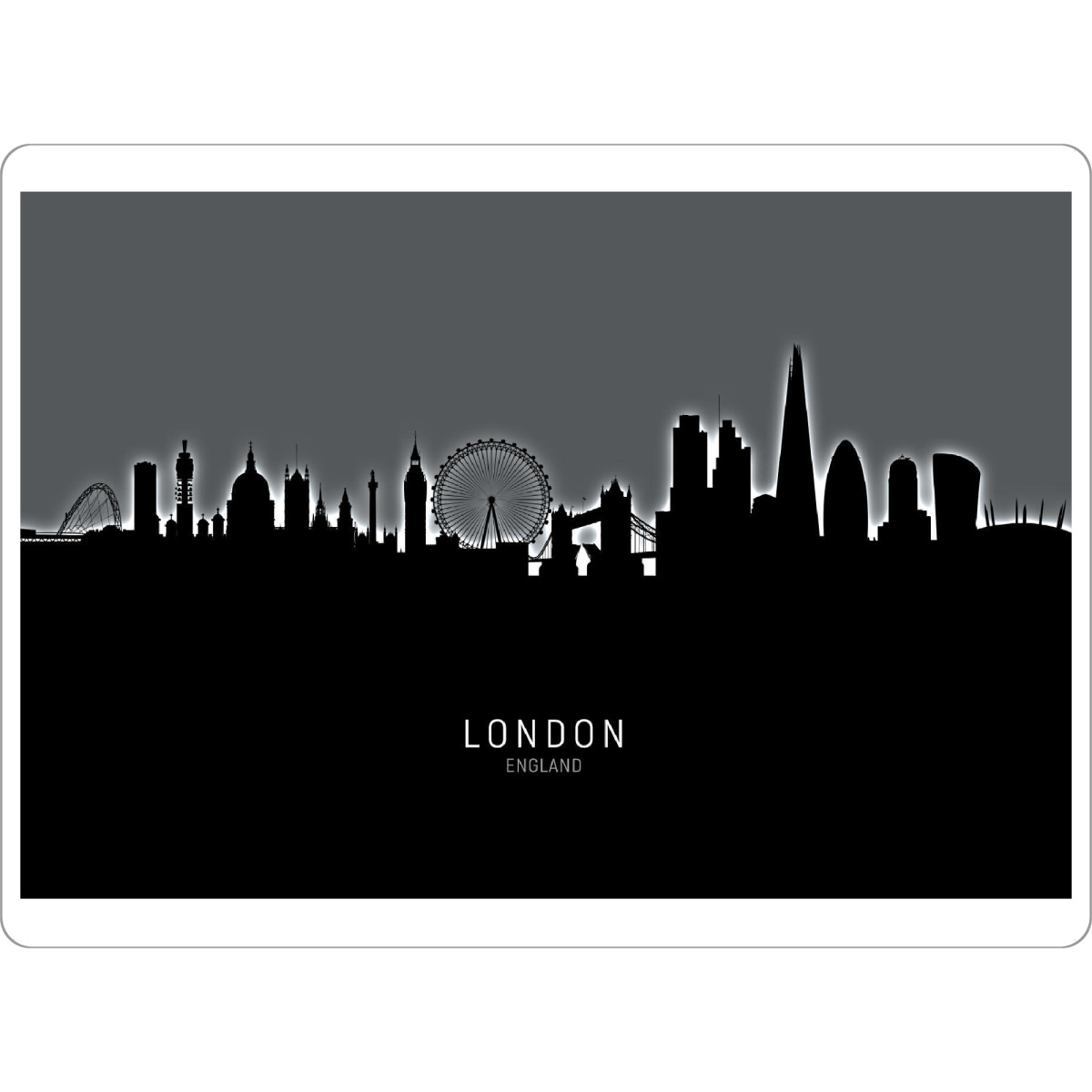 Tischset "London Skyline Glow White" artboxONE - Städte / London,Schwarzweiß - London,England,Skyline,Cityscape,Painting,Watercolour,Stadtbild