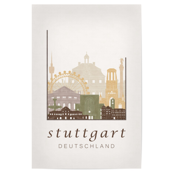 Poster "Stuttgart rustic skyline" artboxONE - Städte / Stuttgart,Kartografie - Stuttgart,Germany,Deutschland,Skyline,Cityscape,Travel