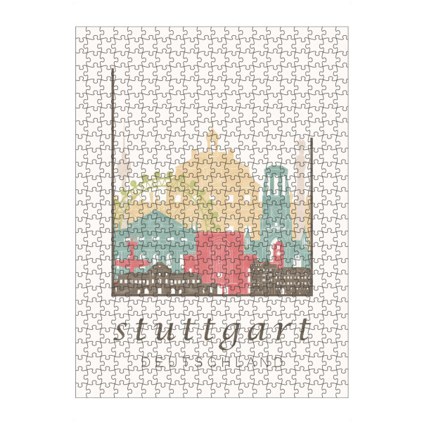 Puzzle Ravensburger "Stuttgart pastel skyline" artboxONE - Städte / Stuttgart,Kartografie - Stuttgart,Germany,Deutschland,Skyline,Cityscape,Travel