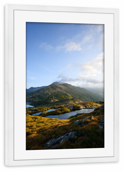 Poster mit Rahmen weiß "Grimsel at sunrise" artboxONE - Natur