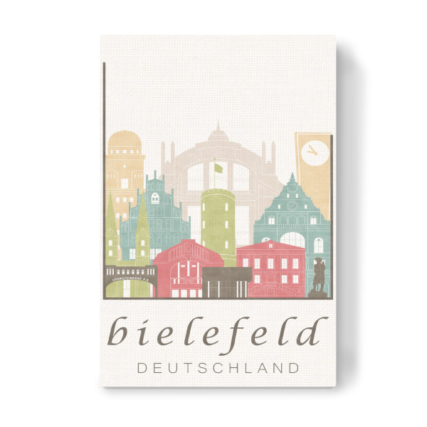 Leinwandbild "Bielefeld skyline pastel" artboxONE - Städte,Kartografie - Bielefeld,Germany,Deutschland,Skyline,Cityscape,Travel