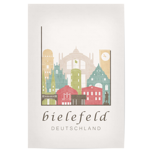 Poster "Bielefeld skyline pastel" artboxONE - Städte,Kartografie - Bielefeld,Germany,Deutschland,Skyline,Cityscape,Travel