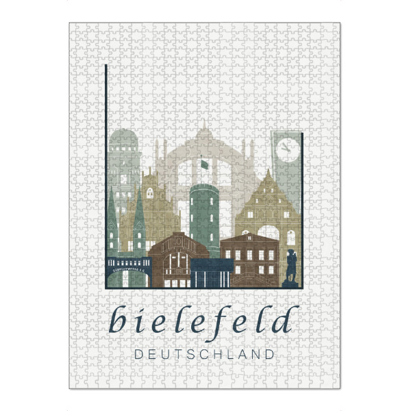 Puzzle Ravensburger "Bielefeld skyline light blue" artboxONE - Städte,Kartografie - Bielefeld,Germany,Deutschland,Skyline,Cityscape,Travel