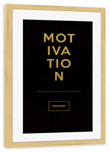 Poster mit Rahmen kiefer "MOTIVATION GOLDBLACK" artboxONE - Typografie