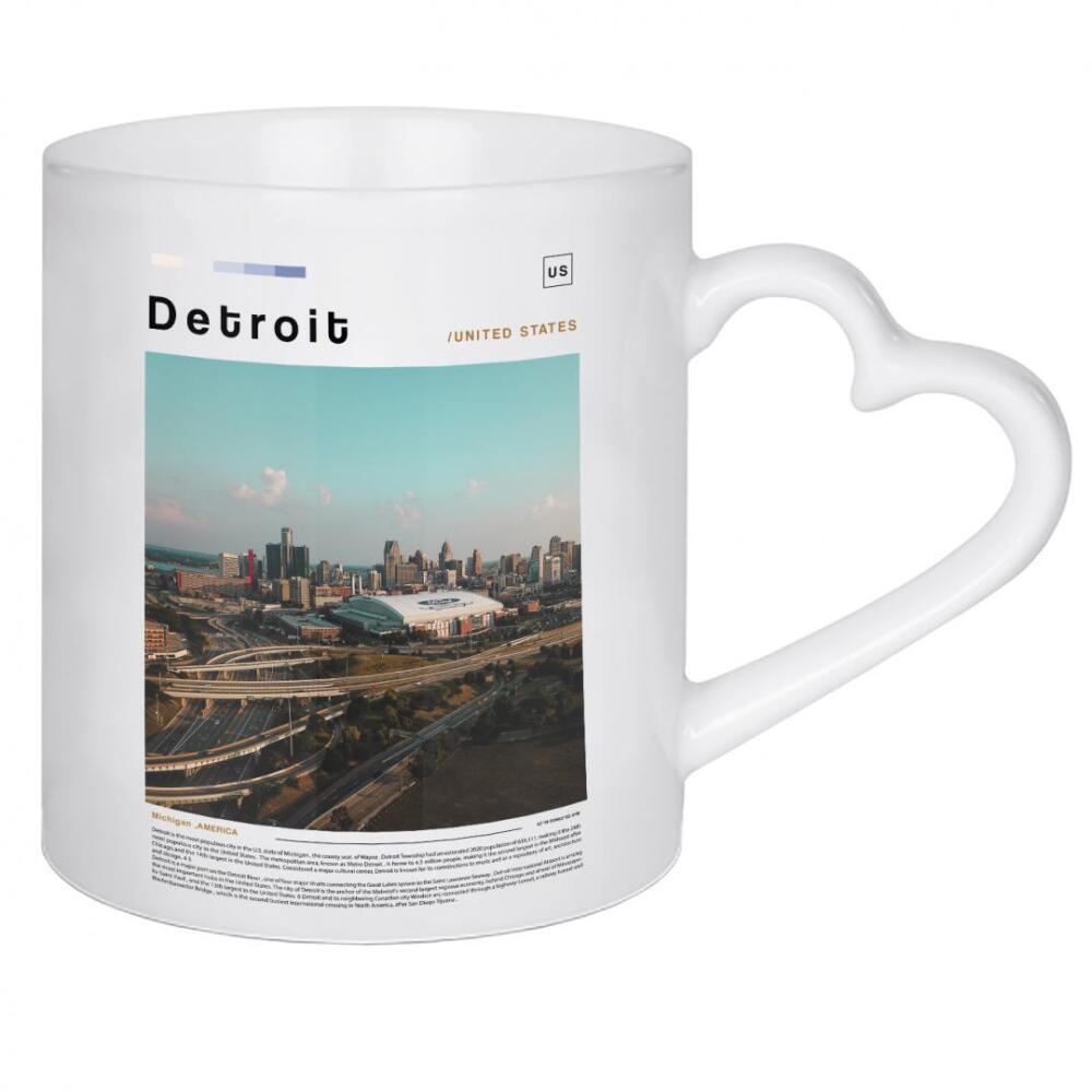 Herztasse "Detroiter Zeitungscover" artboxONE - Städte,Architektur