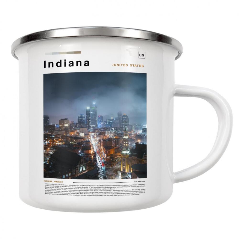Emaille Tasse "Zeitung aus Indiana" artboxONE - Städte,Architektur