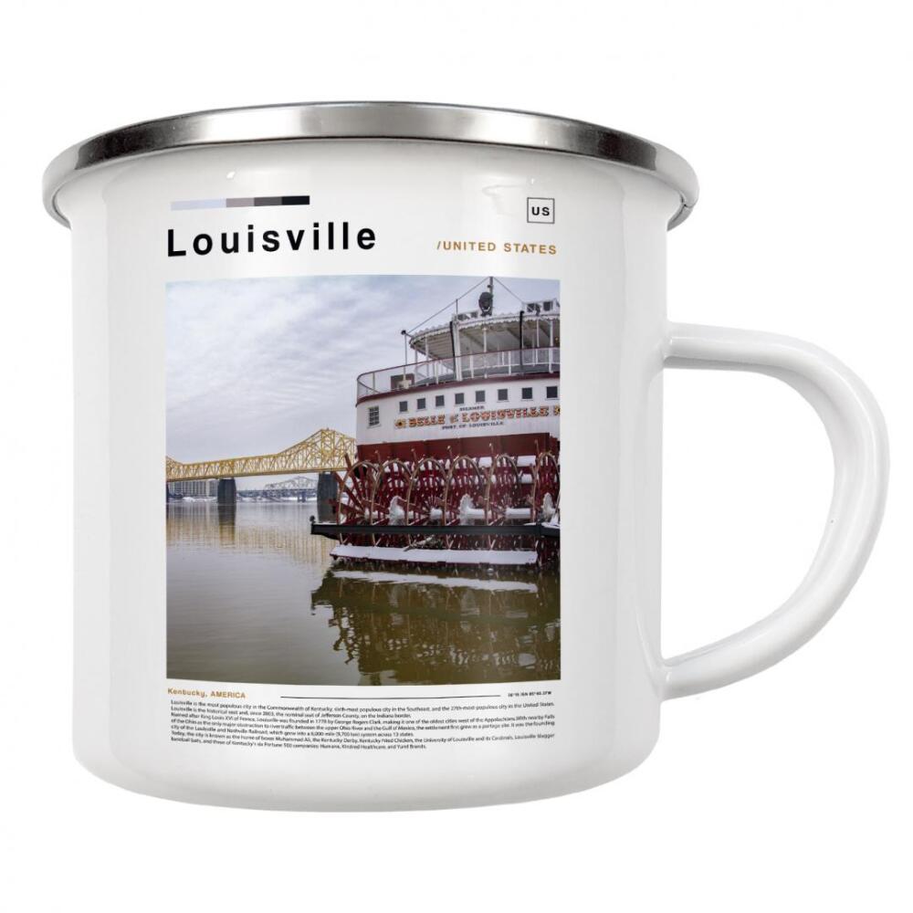 Emaille Tasse "Zeitung aus Louisville" artboxONE - Städte,Architektur