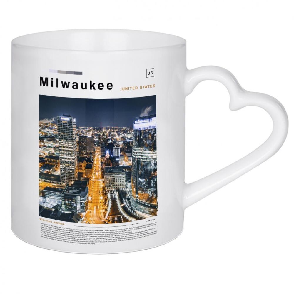 Herztasse "Titelseite der Milwaukee-Zeitung" artboxONE - Städte,Architektur