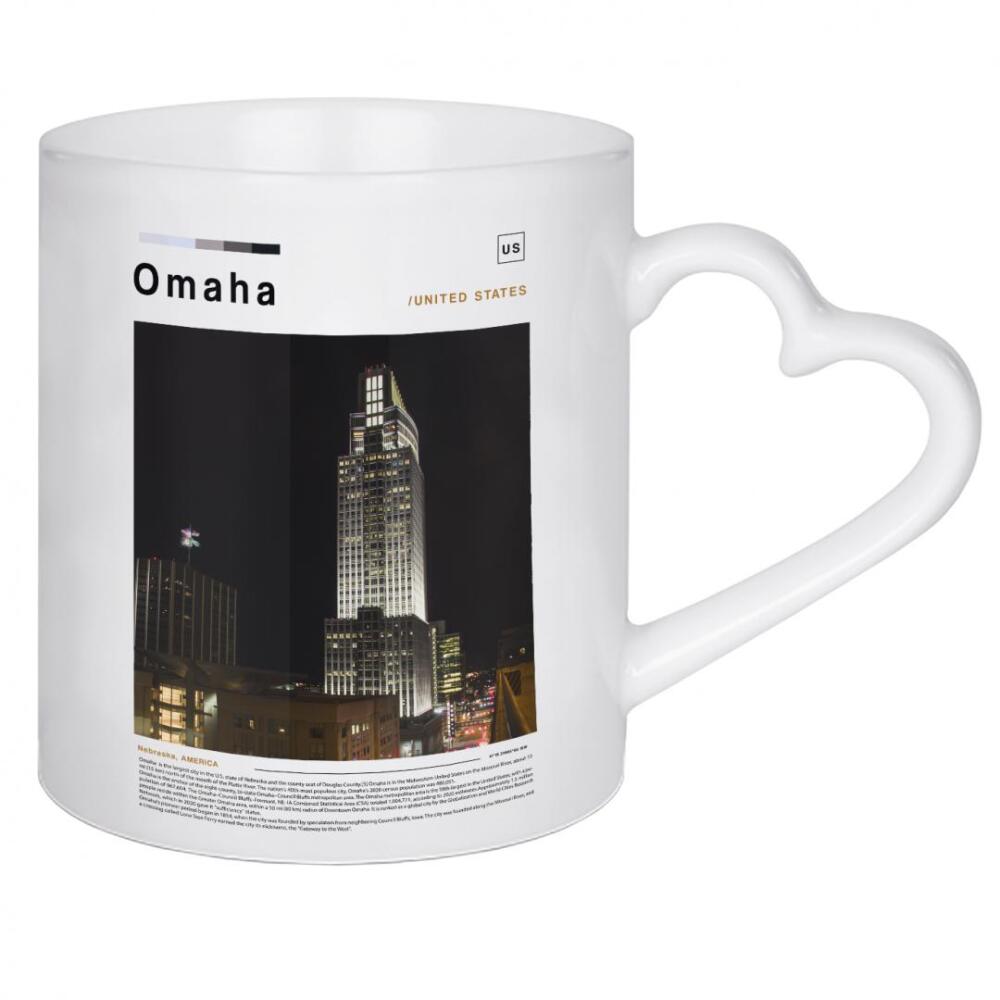 Herztasse "Omaha-Zeitungscover" artboxONE - Städte,Architektur