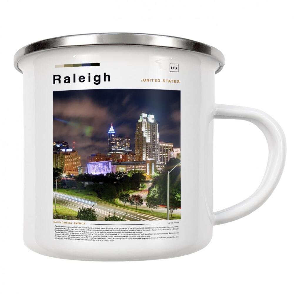 Emaille Tasse "Raleigh-Zeitungscover" artboxONE - Städte,Architektur