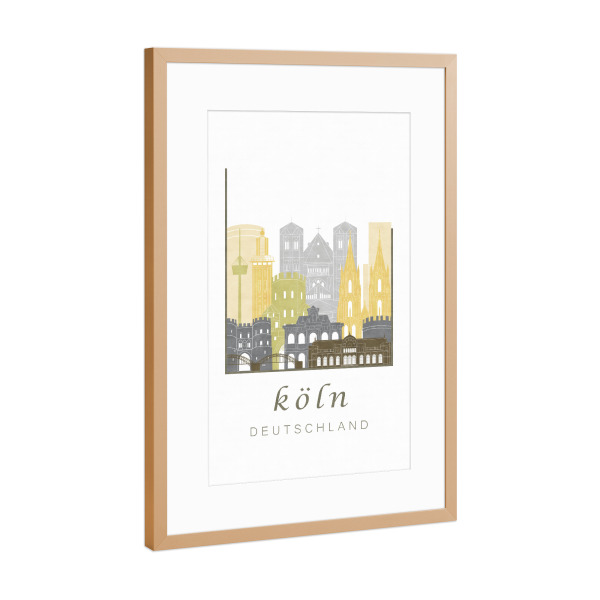 Poster mit Rahmen Kupfer "Cologne skyline desert" artboxONE - Städte / Köln - Cologne,Köln,Koln,Germany,Deutschland,Skyline,Cityscape,Travel