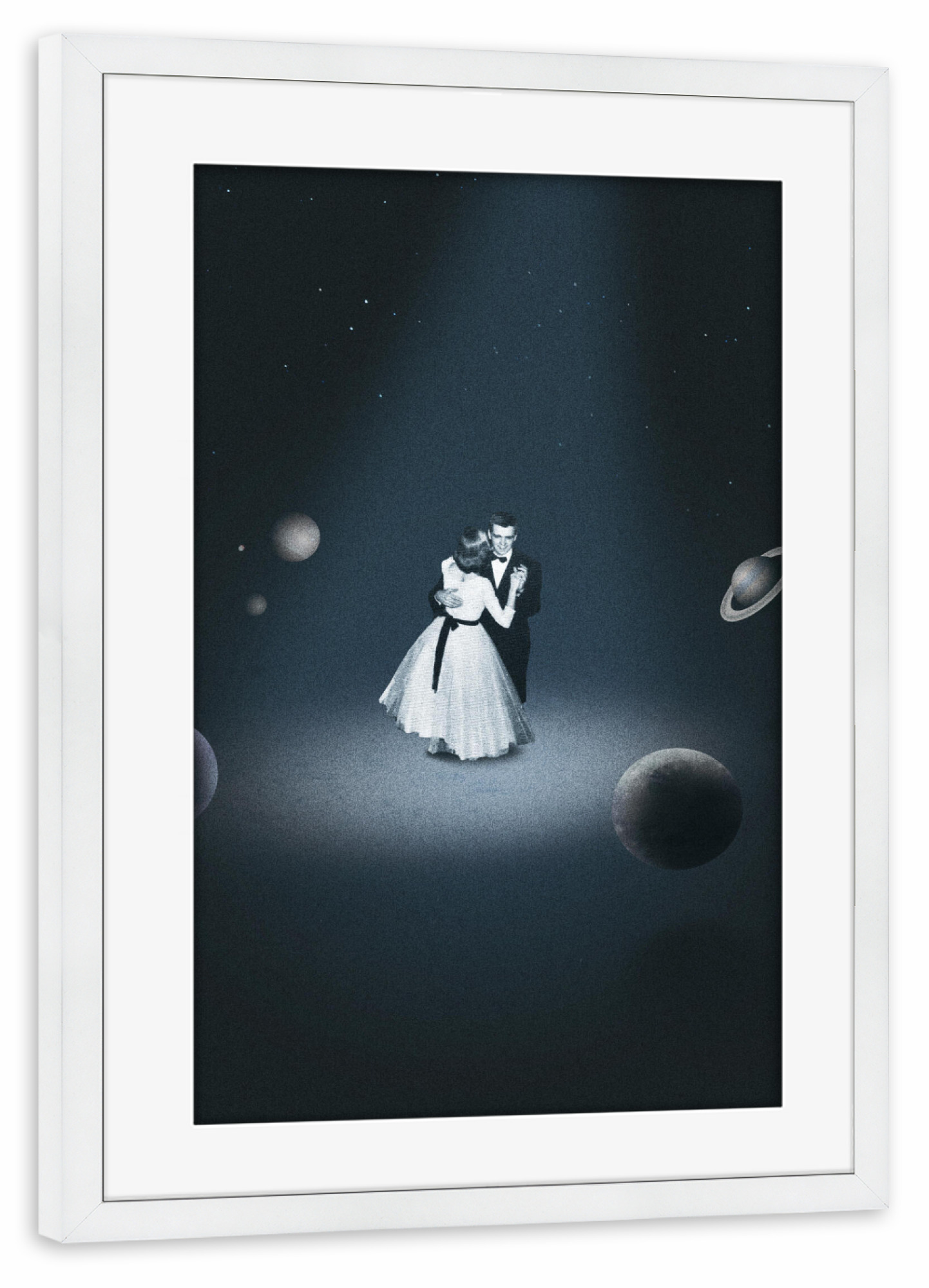 Poster mit Rahmen weiß "Centre of the universe" artboxONE - Schwarzweiß,Liebe,Galaxy