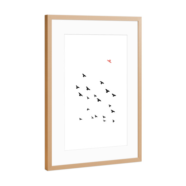 Poster mit Rahmen Kupfer "Gegen den Strom" artboxONE - Natur,Tiere,Abstrakt,Schwarzweiß