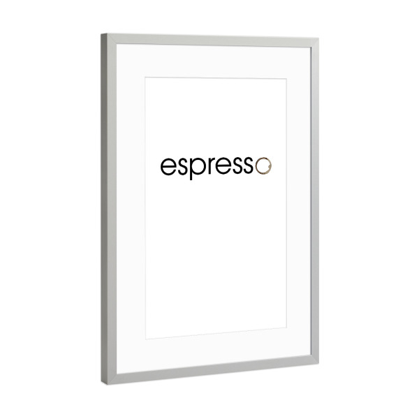 Poster mit Rahmen Silber "Just espresso" artboxONE - Typografie,Essen & Trinken,Schwarzweiß