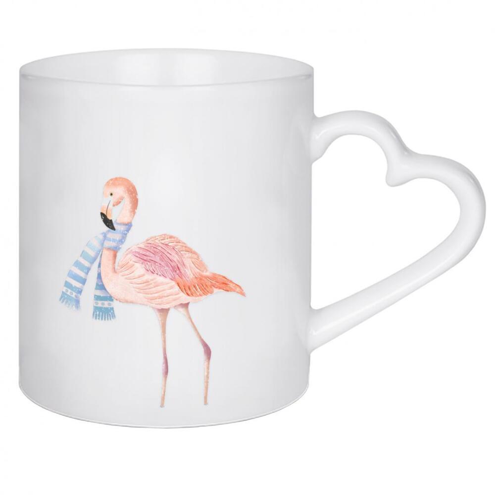 Herztasse "Flamingo im Schnee" artboxONE - Typografie,Tiere,Weihnachten