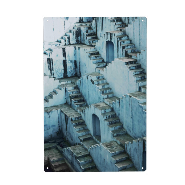 Metall Poster "India Stepwell" artboxONE - Reise,Architektur,Reise / Asien - India stepwell,Step,Steps,Indian - Blechschild