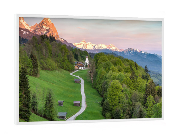 Poster mit weißem Rahmen "Frühlingsmorgen in Wamberg" artboxONE - Natur,Reise,Reise / Länder