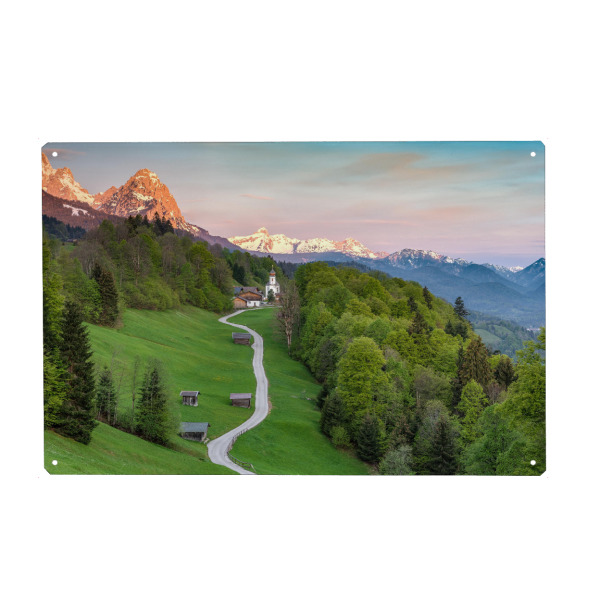 Metall Poster "Frühlingsmorgen in Wamberg" artboxONE - Natur,Reise,Reise / Länder