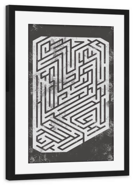 Poster mit Rahmen schwarz "Maze sim-shape" artboxONE - Abstrakt,Geometrie - Maze,Structure,Architecture,Abstract,Line,Minimal