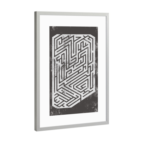 Poster mit Rahmen Silber "Maze sim-shape" artboxONE - Abstrakt,Geometrie - Maze,Structure,Architecture,Abstract,Line,Minimal