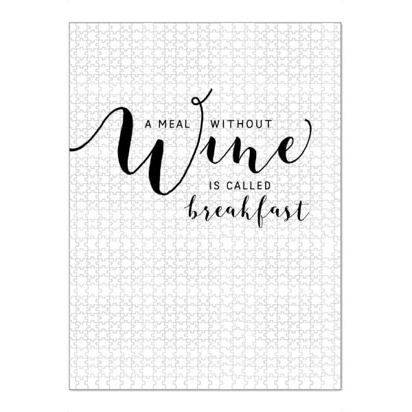Puzzle Ravensburger "A meal without wine is" artboxONE - Typografie,Essen & Trinken,Schwarzweiß,Essen & Trinken / Alkohol,Lustig