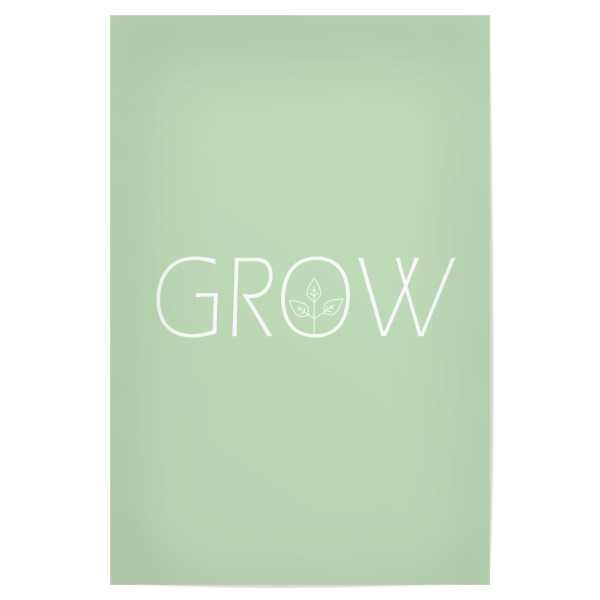 Poster "Grow green" artboxONE - Typografie - Grow,Green,Grün,Pflanzen,Pflanzenliebe,Minimalismus,Zimmerpflanzen