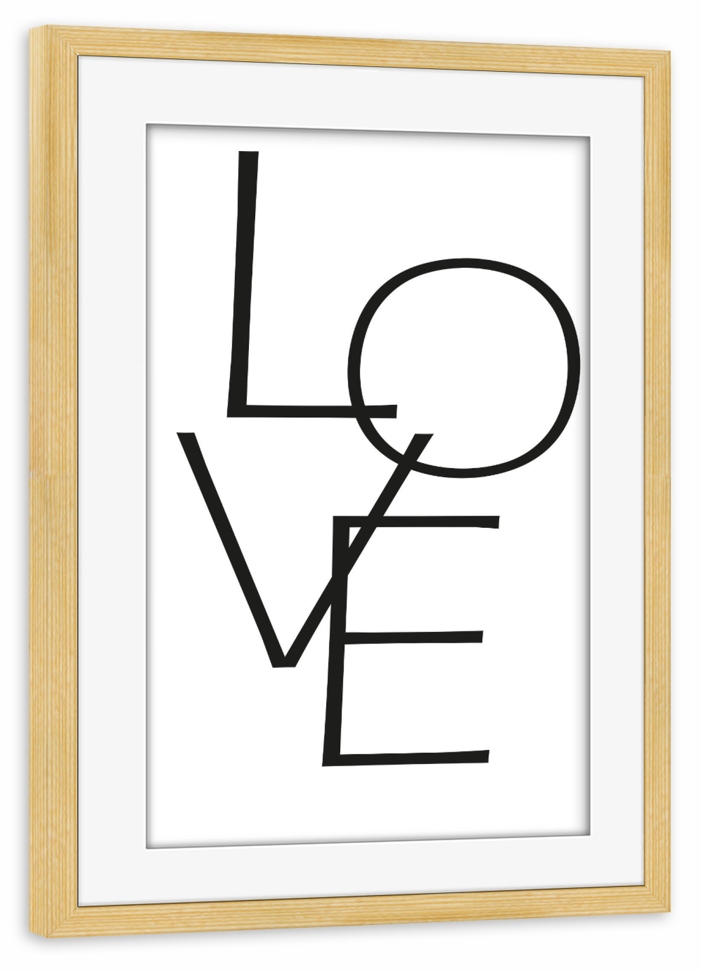 Poster mit Rahmen kiefer "Love - Simple" artboxONE - Typografie,Schwarzweiß,Liebe - Love,Liebe,Blackandwhite,Typografie,Schrift,Minimalismus