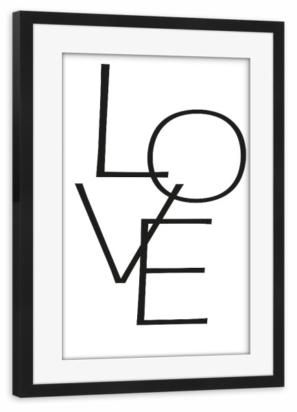 Poster mit Rahmen schwarz "Love - Simple" artboxONE - Typografie,Schwarzweiß,Liebe - Love,Liebe,Blackandwhite,Typografie,Schrift,Minimalismus