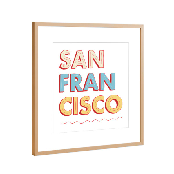 Poster mit Rahmen Kupfer "San Francisco Lettering" artboxONE - Typografie,Reise,Städte / San Francisco