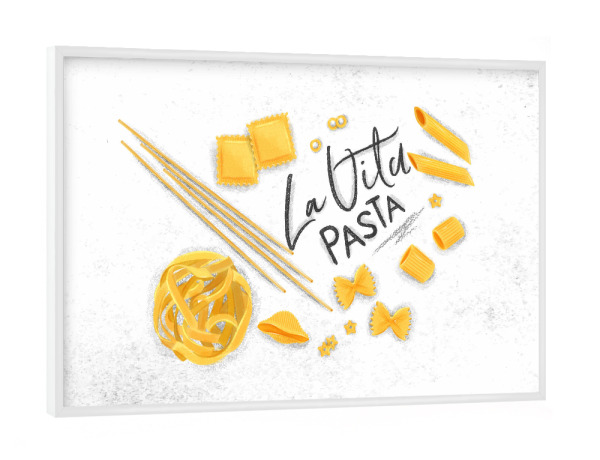 Poster mit weißem Rahmen "La vita pasta" artboxONE - Essen & Trinken