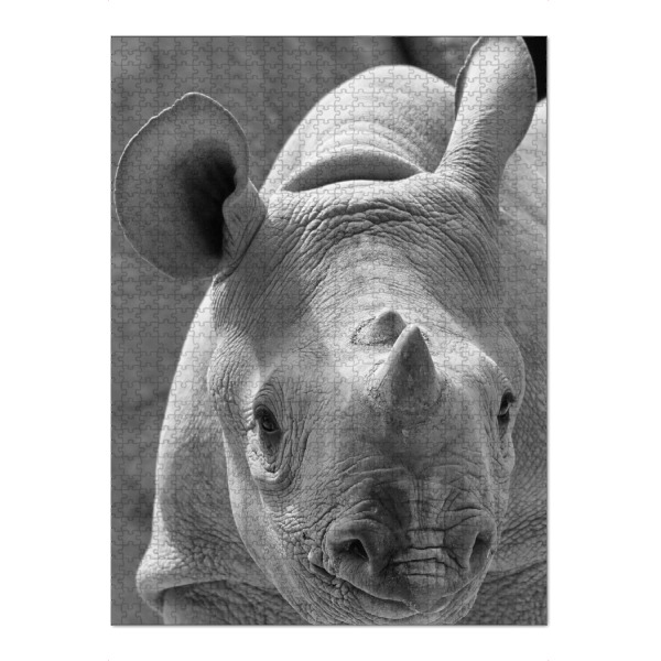 Puzzle Ravensburger "Spitzmaul Nashorn Baby" artboxONE - Natur,Tiere,Schwarzweiß,Reise / Afrika - Nashorn,Spitzmaul nashorn,Nashornbaby,Afrika